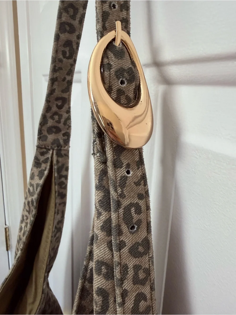 Anthropologie Slouchy Love Knot Leopard Print Hobo Bag Boho Maximalist City Girl